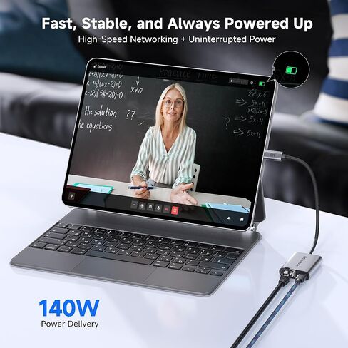 كابل يهم محول USB C إلى 5 جيجا بايت إيثرنت مع شحن 140 وات، محول USB C إلى إيثرنت 5 جيجا بايت، متوافق مع USB4، Thunderbolt 5/4، MacBook، أجهزة الكمبيوتر المحمول وأجهزة USB-C in Kuwait