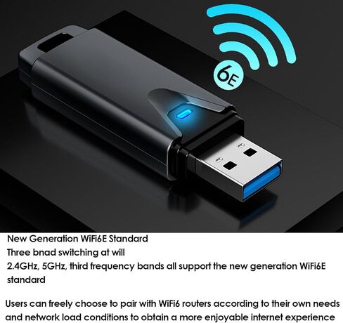 Yoidesu USB WiFi 6 Adapter, 3000Mbps Tri Band 6GHz 5GHz 2.4GHz Wireless Network Adapter, Plug and Play for Laptop Tablet Phone in Saudi Arabia