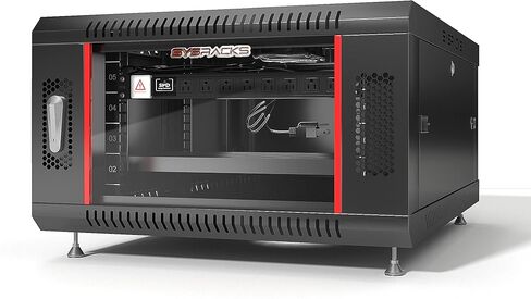 Sysracks 6U Wall Rack Mount Server 19" Deep Network Cabinet, Server Rack with Fan, Removable Side Panels, Locking Glass Door 24" Computer Cabinet Enclosure Network Rack Case 6.600 in Kuwait