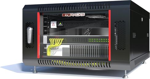 Sysracks 6U Wall Rack Mount Server 19" Deep Network Cabinet, Server Rack with Fan, Removable Side Panels, Locking Glass Door 24" Computer Cabinet Enclosure Network Rack Case 6.600 in Kuwait