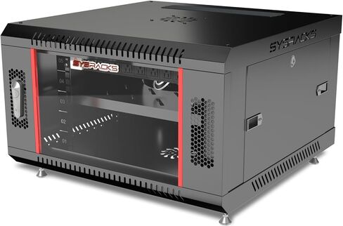 Sysracks 6U Wall Rack Mount Server 19" Deep Network Cabinet, Server Rack with Fan, Removable Side Panels, Locking Glass Door 24" Computer Cabinet Enclosure Network Rack Case 6.600 in Kuwait