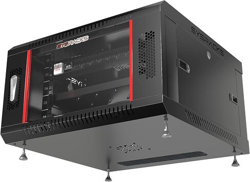 Sysracks 6U Wall Rack Mount Server 19" Deep Network Cabinet, Server Rack with Fan, Removable Side Panels, Locking Glass Door 24" Computer Cabinet Enclosure Network Rack Case 6.600 in Kuwait