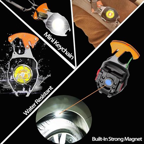 COB Keychain Work Light Keychain Flashlights 7 أوضاع إضاءة، مصباح عمل محمول قابل لإعادة الشحن في حالات الطوارئ مع فتاحة زجاجات قابلة للطي لصيد الأسماك والتخييم والمشي in Kuwait