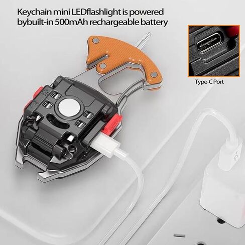 COB Keychain Work Light Keychain Flashlights 7 أوضاع إضاءة، مصباح عمل محمول قابل لإعادة الشحن في حالات الطوارئ مع فتاحة زجاجات قابلة للطي لصيد الأسماك والتخييم والمشي in Kuwait
