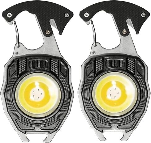 COB Keychain Work Light Keychain Flashlights 7 أوضاع إضاءة، مصباح عمل محمول قابل لإعادة الشحن في حالات الطوارئ مع فتاحة زجاجات قابلة للطي لصيد الأسماك والتخييم والمشي in Kuwait