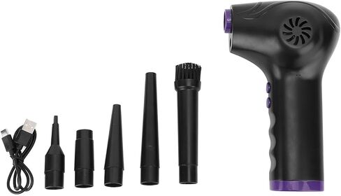 Air Duster 60000RPM 2 Speed Powerful Dust Blower Portable Rechargeable Keyboard Cleaner with 5 Nozzles and Light in Saudi Arabia