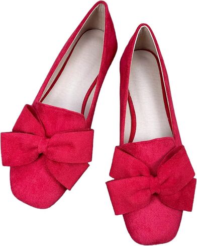 SAILING LU Women's Faux Suede Square Toe Ballet Flats in Saudi Arabia