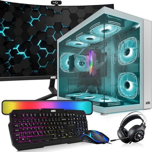MTG Khuno Gaming Tower PC- Intel Core i5-8th Gen, GTX 1660S 6GB 192bits, 16GB ARGB Ram, 256GB Nvme, 27 Inch Curve Monitor, RGB Gamer Bundle Combo, Webcam, Win 11 Home in Saudi Arabia