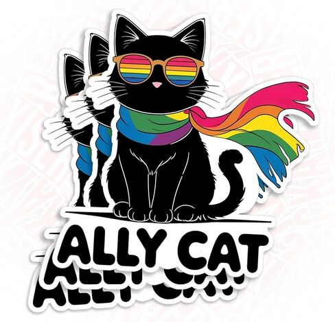 (3 قطع) ملصق Ally Cat Pride Month ملصق LGBTQ Queer Gay Trans Right Pride Moms Parents علم قوس قزح ملصق فينيل مقاوم للماء للكمبيوتر المحمول زجاجة مياه بهلوان ملحق هدايا عيد ميلاد لها 2 بوصة in Kuwait