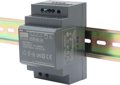 HDR-60-24 24V 2.5A 60W مزود طاقة، محول تيار متردد 100-240 فولت إلى تيار مستمر 24 فولت، لإضاءة LED وأنظمة CCTV والطابعات ثلاثية الأبعاد ومعدات الشبكات وأجهزة التحكم الصناعية in Kuwait