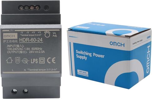 HDR-60-24 24V 2.5A 60W مزود طاقة، محول تيار متردد 100-240 فولت إلى تيار مستمر 24 فولت، لإضاءة LED وأنظمة CCTV والطابعات ثلاثية الأبعاد ومعدات الشبكات وأجهزة التحكم الصناعية in Kuwait