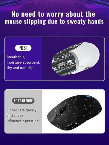 Anti-Slip Grip Tape for Logitech G309 Wireless Gaming Mous,Ultra-Thin Sweat-Absorbing Mouse Skin Sticker Set,Washable Reusable Non-Slip Grip for Esports Gaming Control,Black Printed in Kuwait