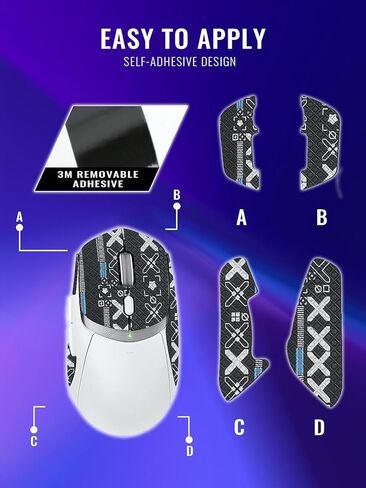 Anti-Slip Grip Tape for Logitech G309 Wireless Gaming Mous,Ultra-Thin Sweat-Absorbing Mouse Skin Sticker Set,Washable Reusable Non-Slip Grip for Esports Gaming Control,Black Printed in Kuwait