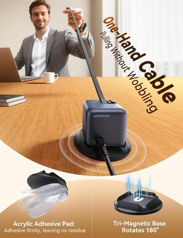 محطة شحن JOYROOM 5 في 1 USB C، شاحن سطح مكتب فائق السرعة 140 وات بخمسة منافذ مع كابلات USB-C مزدوجة قابلة للسحب 100 وات (2.6 قدم)، شاشة عرض طاقة LCD ذكية 1.54 بوصة لأجهزة MacBook وiPhone والمنزل والمكتب in Saudi Arabia