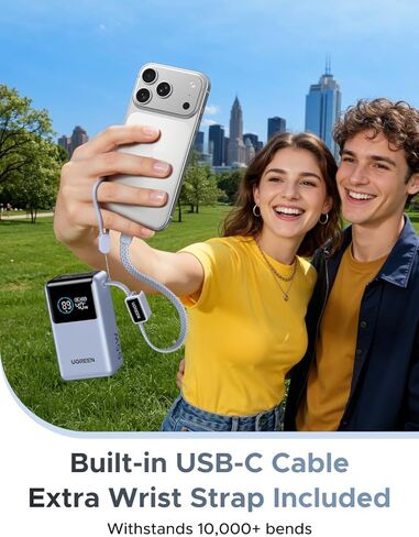 بنك الطاقة UGREEN Nexode Pro بقدرة 10,000 مللي أمبير في الساعة بقدرة 45 وات، شاحن محمول صغير الحجم، كابل USB-C مدمج، حزمة بطارية شحن فائقة السرعة PD مع شاشة رقمية لهاتف iPhone 17/16 Pro Max Air/Galaxy S25 Ultra in Kuwait