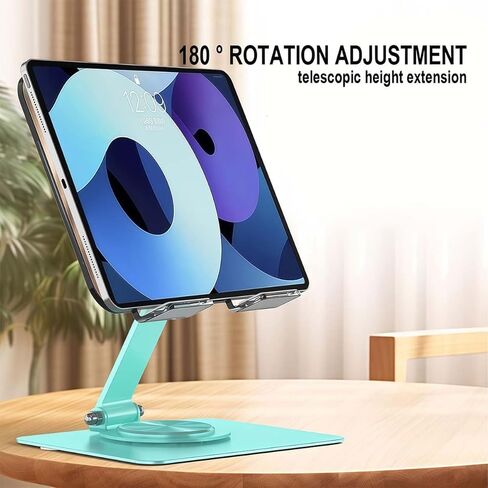 Rotating Tablet Stand with 360° Swivel Base, Adjustable iPad Mount for Desk with Stable Holder, Universal Tablet Holder for Office and Home Use(Green) in Saudi Arabia