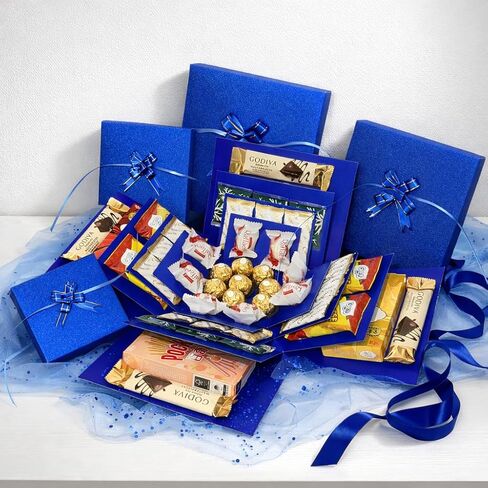 HAULKIM 10''x10''x7'' Medium Gift Box gift boxes groomsmen gifts keepsake box Filler Birthday Gift Packing(Blue) in Saudi Arabia