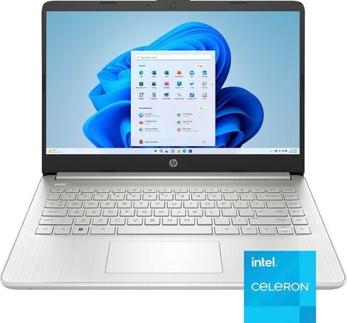 HP 14" HD (1366 x 768) Display Laptop, Intel Celeron N4120, 1.1GHz, 4GB Memory, 128GB eMMC, Windows 11 Home in S Mode, One Year Office 365 Included, Natural Silver, 14-dq0760dx in Saudi Arabia