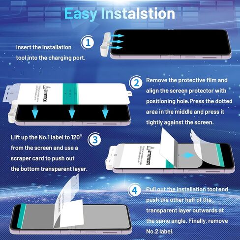 CWQZGUF [مجموعتان من 6 قطع] واقي شاشة متوافق مع هاتف Galaxy Z Flip 5 5G، 2 طبقة أمامية من مادة TPU + 2 زجاج خلفي مقسى + 2 واقي عدسة كاميرا، وضوح عالي، خالٍ من الفقاعات in Kuwait