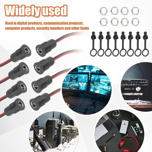 8Pack 5.5 x 2.1mm DC Power Jack Threaded Socket Female Panel Mount Barrel Connector Adapter with Pre-soldered Wires and Waterproof Plug kit in Saudi Arabia