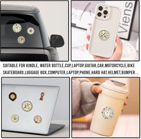 50 Pcs Clock Sticker Waterproof Vintage Clocks Decal Nostalgic Vinyl Stickers Water Bottle Laptop Phone Luggage Journaling Scrapbooking Planner Bike Headphone Christmas Gifts for Teens Coworker in Saudi Arabia