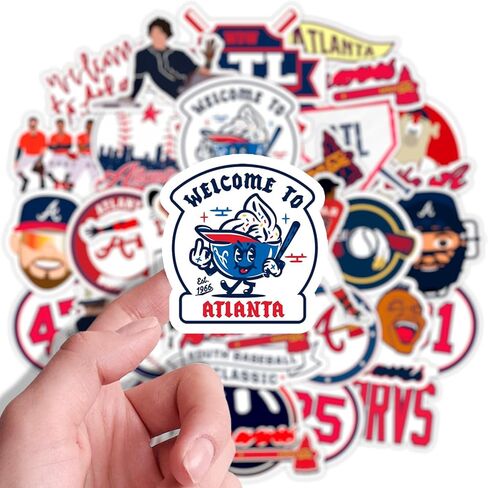مجموعة 60 قطعة من ملصقات Atlanta Baseball Brave لأجهزة الكمبيوتر المحمول، وزجاجة المياه، ونافذة السيارة، ودفتر القصاصات، والخوذة، ولوح التزلج، والجدار - ملصقات فينيل رائعة للأطفال والمراهقين والبالغين - مستوحاة من الشجعان الأقوياء in Saudi Arabia