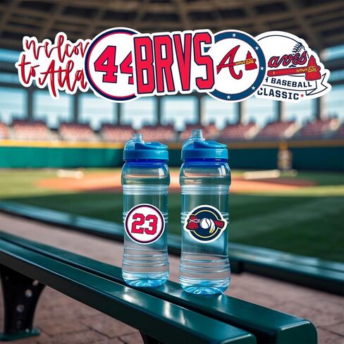 مجموعة 60 قطعة من ملصقات Atlanta Baseball Brave لأجهزة الكمبيوتر المحمول، وزجاجة المياه، ونافذة السيارة، ودفتر القصاصات، والخوذة، ولوح التزلج، والجدار - ملصقات فينيل رائعة للأطفال والمراهقين والبالغين - مستوحاة من الشجعان الأقوياء in Saudi Arabia