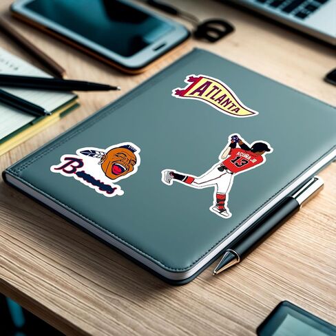 مجموعة 60 قطعة من ملصقات Atlanta Baseball Brave لأجهزة الكمبيوتر المحمول، وزجاجة المياه، ونافذة السيارة، ودفتر القصاصات، والخوذة، ولوح التزلج، والجدار - ملصقات فينيل رائعة للأطفال والمراهقين والبالغين - مستوحاة من الشجعان الأقوياء in Saudi Arabia