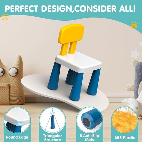 OCATO Plastic Toddler Chairs: 2 Pcs Kids Chairs for Table Step Stool Lightweight Indoor or Outdoor School Camping Playroom Nursery Beach Activity Small Chair for Kids Boys Girls Birthday Gifts Age 3 in Saudi Arabia