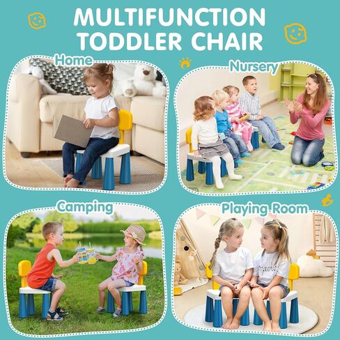 OCATO Plastic Toddler Chairs: 2 Pcs Kids Chairs for Table Step Stool Lightweight Indoor or Outdoor School Camping Playroom Nursery Beach Activity Small Chair for Kids Boys Girls Birthday Gifts Age 3 in Saudi Arabia