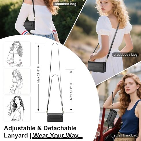 DJBull for Samsung Galaxy S25 Wallet Case with Card Holder, Shoulder and Wristlet Straps, Soft PU Leather, Magnetic Snap, Flip Phone Case for Women Men for Samsung S25 Black in Saudi Arabia