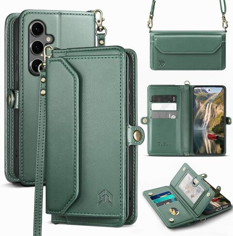 DJBull for Samsung Galaxy S25 Wallet Case with Card Holder, Shoulder and Wristlet Straps, Soft PU Leather, Magnetic Snap, Flip Phone Case for Women Men for Samsung S25 Black in Saudi Arabia