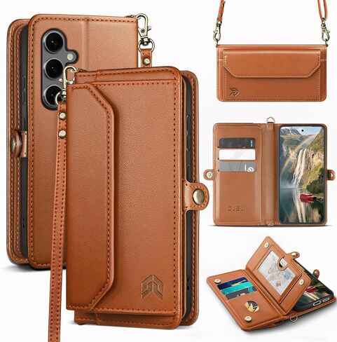 DJBull for Samsung Galaxy S25 Wallet Case with Card Holder, Shoulder and Wristlet Straps, Soft PU Leather, Magnetic Snap, Flip Phone Case for Women Men for Samsung S25 Black in Saudi Arabia