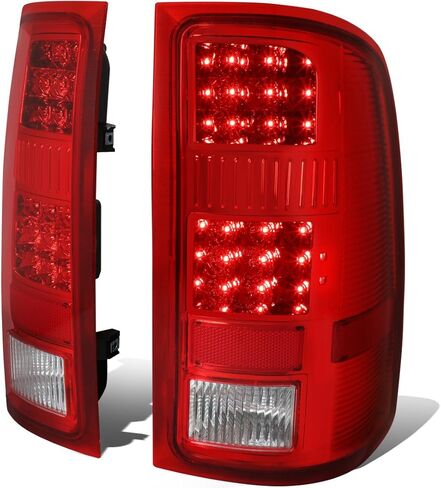Auto Dynasty Rear Tail Lights Compatible with 2007-2014 GMC Sierra 1500 2500HD 3500HD, Driver and Passenger Side Full LED DRL Brake Lamps, Chrome Housing Clear Lens in Saudi Arabia