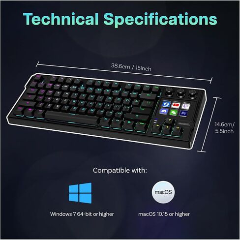 MMOBIEL Mechanical Keyboard for Stream Deck QWERTY Hot-Swappable RGB Keyboard with 6 Programmable LCD Macro Keys & 3 Control Dials for OBS, Streaming, Editing, Productivity – for Windows/macOS in Saudi Arabia