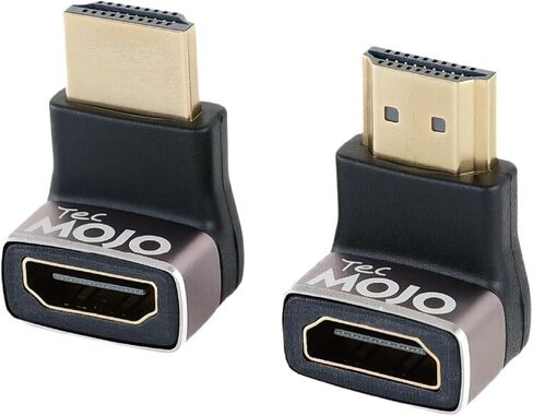 Tecmojo 8K HDMI 2.1 Adapter, Right Angle Adapter, Support 8K@60Hz / 4K@240Hz, 90 Degree and 270 Degree HDMI Adapter Male to Female, 2 Pack, Black in Saudi Arabia