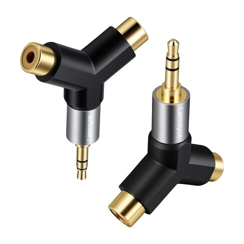 3.5mm to 2RCA Audio Y-Adapter 2Pack,1/8 Inch (3.5mm) TRS Stereo Male to Dual RCA Female Hi-Fi Sound Auxiliary Y Splitter Metal Gold-Plated Converter Connector for Phone, Tablet, Computer, MP3, Speaker in Saudi Arabia