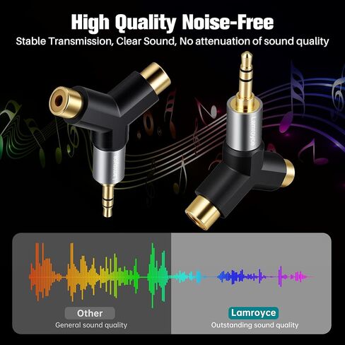 3.5mm to 2RCA Audio Y-Adapter 2Pack,1/8 Inch (3.5mm) TRS Stereo Male to Dual RCA Female Hi-Fi Sound Auxiliary Y Splitter Metal Gold-Plated Converter Connector for Phone, Tablet, Computer, MP3, Speaker in Saudi Arabia
