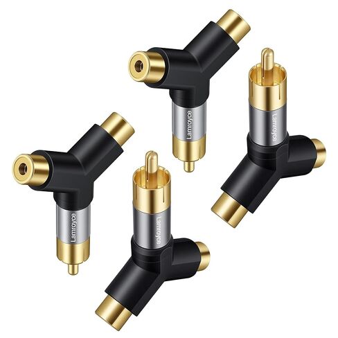 3.5mm to 2RCA Audio Y-Adapter 2Pack,1/8 Inch (3.5mm) TRS Stereo Male to Dual RCA Female Hi-Fi Sound Auxiliary Y Splitter Metal Gold-Plated Converter Connector for Phone, Tablet, Computer, MP3, Speaker in Saudi Arabia