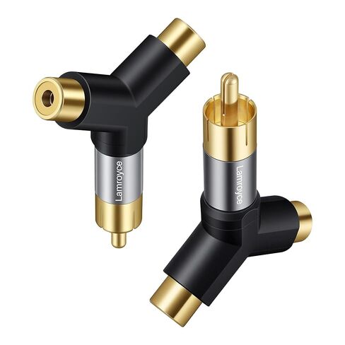 3.5mm to 2RCA Audio Y-Adapter 2Pack,1/8 Inch (3.5mm) TRS Stereo Male to Dual RCA Female Hi-Fi Sound Auxiliary Y Splitter Metal Gold-Plated Converter Connector for Phone, Tablet, Computer, MP3, Speaker in Saudi Arabia