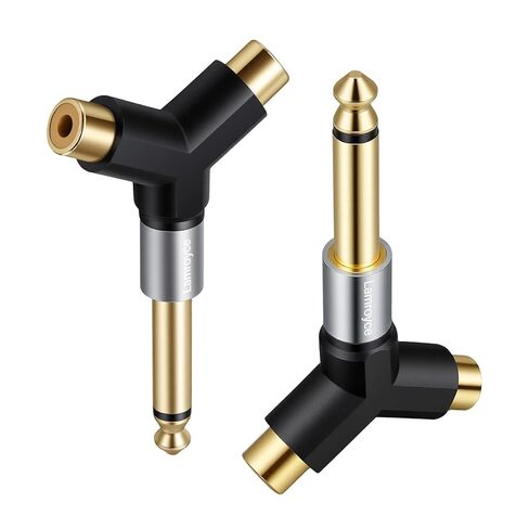 3.5mm to 2RCA Audio Y-Adapter 2Pack,1/8 Inch (3.5mm) TRS Stereo Male to Dual RCA Female Hi-Fi Sound Auxiliary Y Splitter Metal Gold-Plated Converter Connector for Phone, Tablet, Computer, MP3, Speaker in Saudi Arabia