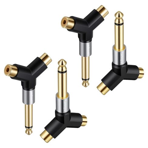 3.5mm to 2RCA Audio Y-Adapter 2Pack,1/8 Inch (3.5mm) TRS Stereo Male to Dual RCA Female Hi-Fi Sound Auxiliary Y Splitter Metal Gold-Plated Converter Connector for Phone, Tablet, Computer, MP3, Speaker in Saudi Arabia