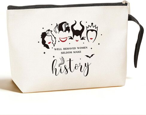 Maleficent Witch Stuff Villains Fans Gifts for Women Best Friend Witchcraft Bag Evil Queen Makeup Bag Inspirational Gifts for Women Her Girls Adults - Well Behaved Women Seldom Make History in Kuwait