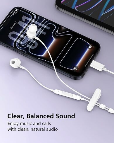 سماعات رأس سلكية USB C لهاتف iPhone 17 16، سماعات أذن سلكية USBC مع ميكروفون لإلغاء الضوضاء لأجهزة Apple، وسادات أذن سلكية داخل الأذن، سماعات أذن سلكية ستيريو لهاتف Samsung Galaxy S25 A17 Pixel وMoto وAirPods in Kuwait