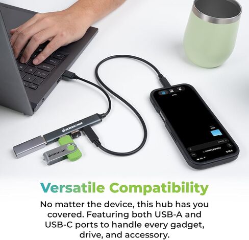 IOGEAR USB-A Multiport Hub، USB-C، 4 منافذ، لمحركات أقراص USB المحمولة ولوحة المفاتيح والماوس، حجم صغير، GUH304C in Kuwait