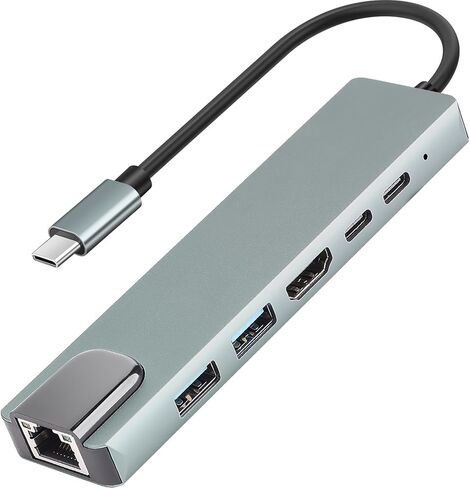USB C Hub Multiport Adapter for MacBook Air,6 in 1 USBC Dongle with 4K HDMI,RJ45 Ethernet,100W PD,USB 3.0/2.0,USB-C Docking Station for MacBook Pro/Air,iPad Pro,XPS,etc in Saudi Arabia