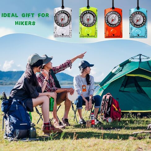 16 Pcs Orienteering Compass Acrylic Hiking Compass with Rope for Navigation Backpacking Map Reading Survival Outdoor Camping Scout Exploring Gifts in Saudi Arabia