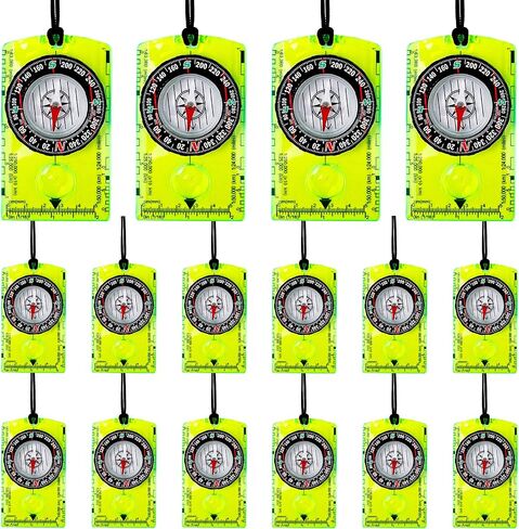 16 Pcs Orienteering Compass Acrylic Hiking Compass with Rope for Navigation Backpacking Map Reading Survival Outdoor Camping Scout Exploring Gifts in Saudi Arabia