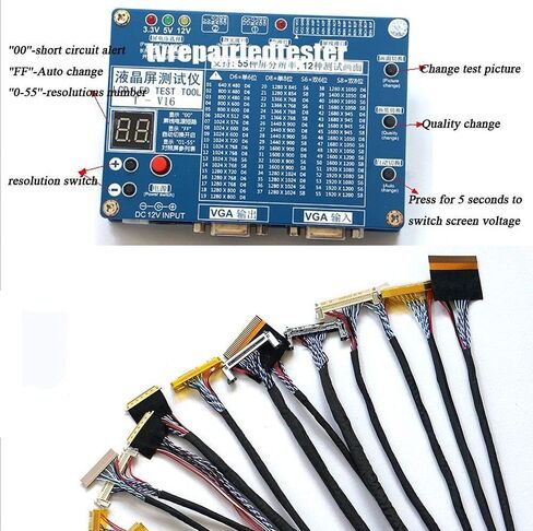ZEZEFUFU LCD/LED Tester Panel Backlight Tester Tool Computer Laptop TV Repair Tool Support 7-84 Inch 12 Pcs Screen Line Supports 55 Screens in Saudi Arabia
