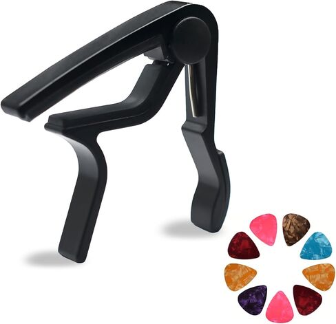 غيتار كابو من سابو، ملحقات غيتار للجيتار الصوتي، غيتار كلاسيكي وجيتار كهربائي، يوكوليل، ماندلين، بانجو (مع حامل بيك و 1 إصبع أخطاء + 3 اختيارات سماكة مختلفة) in Kuwait